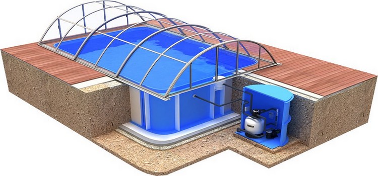 PoolKomplettset Albixon Quattro A Klasik Clear mit Überdachung