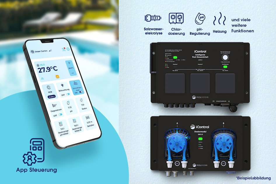 Pool-Dosieranlage iControl Chlor mit intelligenter Poolsteuerung und optionaler pH-Regulierung