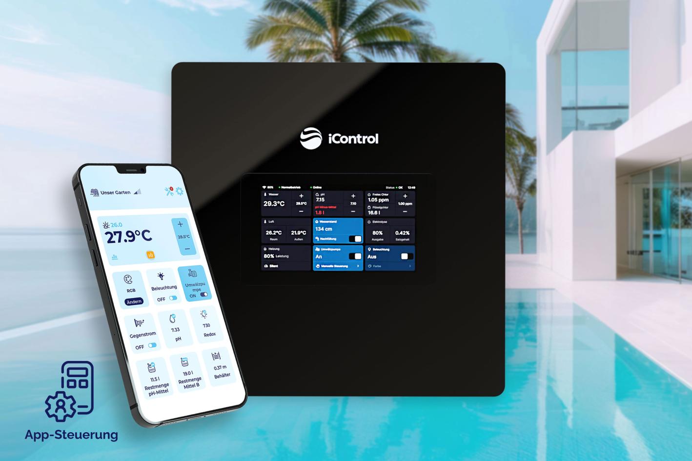 Intelligente Poolsteuerung iControl-Touch mit optionaler Pooldesinfektion zentrales Steuergerät Touch