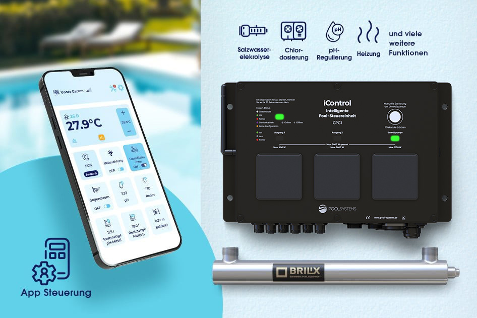 Pool Desinfektion iControl UV mit intelligenter Poolsteuerung und optionaler pH Regulierung