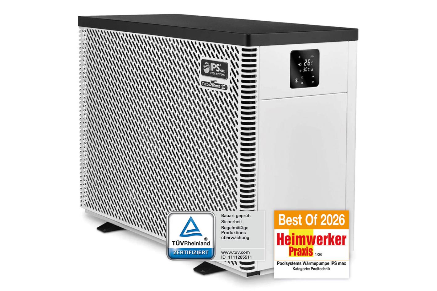 Poolheizung IPSmax® Inverter Premium Silent bis 40kW mit COP 22 Poolheizung IPS-400MAX, 40kW, COP22, 75-120m³