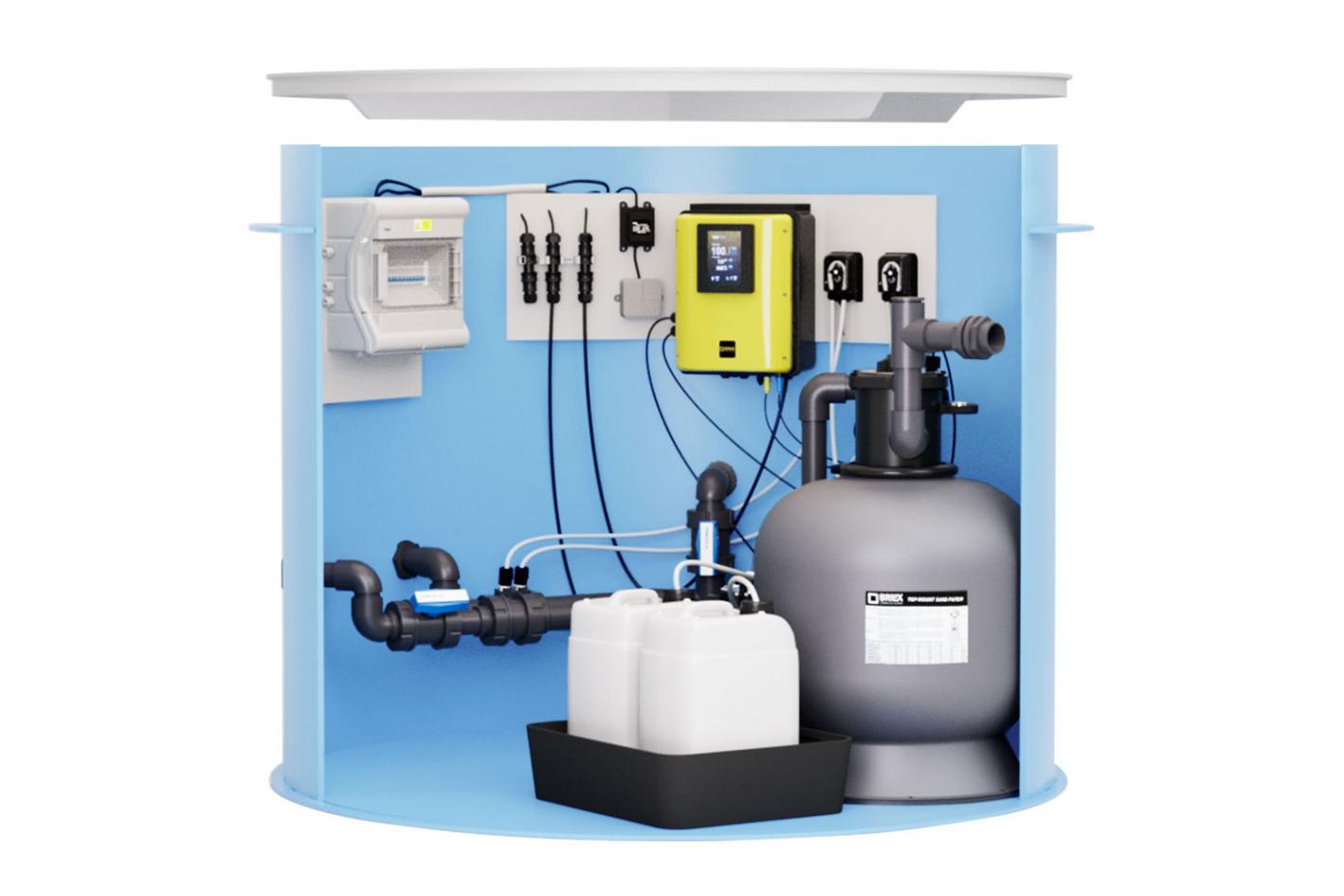 Pool-Technikschacht ChlorTec | SaltFree mit Chlordosierung inkl. PH & Sandfilteranlage