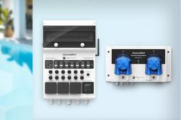 Pool Komplettset Infinity® Bay mit Überlauf-Schwimmbecken und optionaler Poolüberdachung / elektrischem Rollo Poolgröße 3,0 x 8,0m | Überdachung Liberty schienenlos 4.5x8.5m