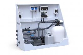 Pool-Technikwand iControlPro Chlor | intelligente Poolsteuerung mit Chlordosierung, Sandfilteranlage und optionaler Gegenstromanlage
