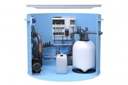 Pool-Technikschacht iControlPro Chlor | intelligente Poolsteuerung mit Chlordosierung, Sandfilteranlage und optionaler Gegenstromanlage Pool-Technikschacht iControlPro Chlor Plus - mit Gegenstromanlage