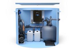Pool-Technikschacht iControlPro Chlor | intelligente Poolsteuerung mit Chlordosierung, Sandfilteranlage und optionaler Gegenstromanlage Pool-Technikschacht iControlPro Chlor Plus - mit Gegenstromanlage