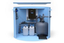 Pool-Technikschacht iControlPro Chlor | intelligente Poolsteuerung mit Chlordosierung, Sandfilteranlage und optionaler Gegenstromanlage Pool-Technikschacht iControlPro Chlor - ohne Gegenstromanlage