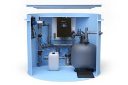 Pool-Technikschacht iControlPro Salt | intelligente Poolsteuerung mit Salzwasserelektrolyse, Sandfilteranlage und optionaler Gegenstromanlage Technikschacht iControlPro Salt - ohne Gegenstromanlage