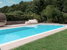Pool Komplettset Infinity® Bay mit Überlauf-Schwimmbecken und optionaler Poolüberdachung / elektrischem Rollo Poolgröße 3,0 x 5,0m | ohne Abdeckung