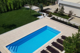 Keramik Pool Komplettset Cera Bay Cubic mit Skimmer Pool  Poolgröße 3,8 x 9,5m | ohne Abdeckung