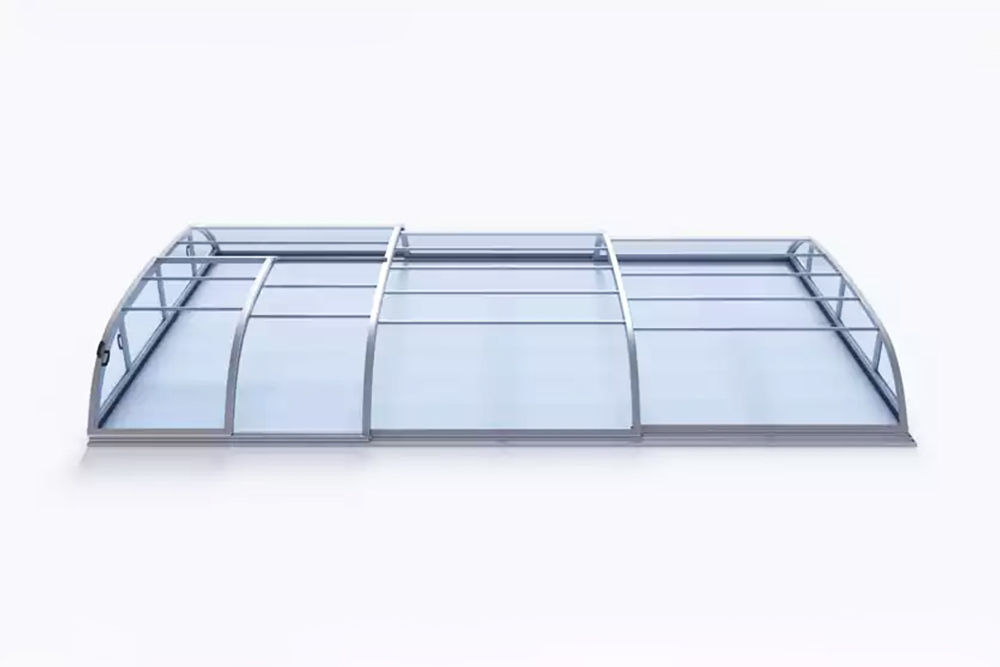 Pool-Überdachung / Poolabdeckung SkyCover® Harmony Pool-Überdachung Harmony 4.7x8.5m | Premium-Verglasung: Klarglasoptik ohne Querstreben