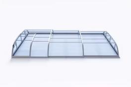 Pool-Überdachung / Poolabdeckung SkyCover® Harmony Pool-Überdachung Harmony 4.7x8.5m | Premium-Verglasung: Klarglasoptik ohne Querstreben