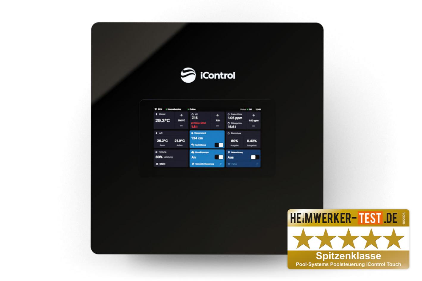 Intelligente Poolsteuerung iControl-Touch mit optionaler Pooldesinfektion