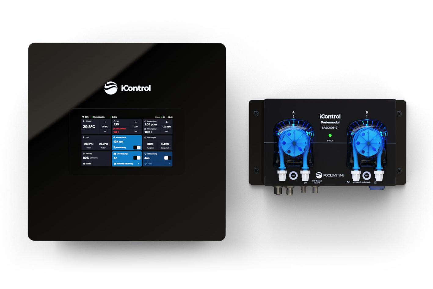 Pool-Dosieranlage iControl Chlor mit Touchdisplay, intelligenter Poolsteuerung und optionaler pH-Regulierung