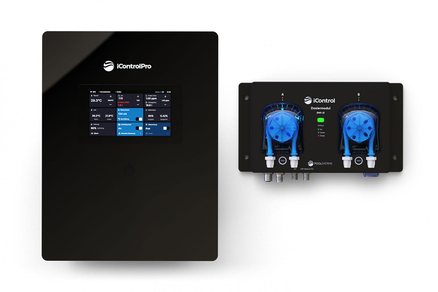 Pool-Dosieranlage iControlPro Touch Chlor mit intelligenter Poolsteuerung und optionaler pH-Regulierung, inkl. Stromverteiler