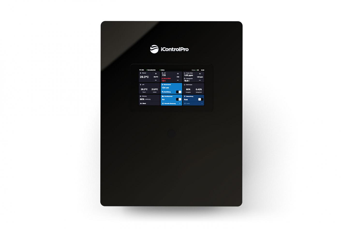 Intelligente Poolsteuerung iControlPro Touch inkl. Stromverteiler und optionaler Pooldesinfektion zentrales Steuergerät Pro Touch