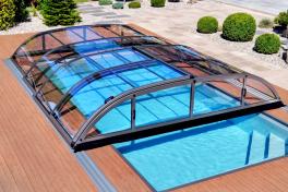 Pool-Überdachung / Poolabdeckung SkyCover® Harmony Pool-Überdachung Harmony 3.7x6.3m | Premium-Verglasung: Klarglasoptik ohne Querstreben