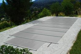 Mini Keramik Pool-Komplettset Cera Bay Cuby als Skimmer oder Überlauf Pool Skimmer Pool 4.00 x 2.16 x 1.30m | Rollschutzabdeckung