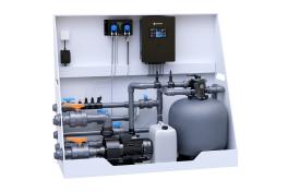 Pool-Technikwand iControlPro Chlor | intelligente Poolsteuerung mit Chlordosierung, Sandfilteranlage und optionaler Gegenstromanlage Pool-Technikwand iControlPro Chlor Plus - mit Gegenstromanlage