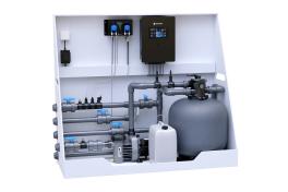 Pool-Technikwand iControlPro Chlor | intelligente Poolsteuerung mit Chlordosierung, Sandfilteranlage und optionaler Gegenstromanlage Pool-Technikwand iControlPro Chlor - ohne Gegenstromanlage