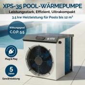 Pool-Heizung XPSmini® für Planschbecken, Aufstellbecken, Stahlwandpool und Whirlpool bis 7kW mit COP 7 Pool-Heizung XPS-35, 3,5kW, COP5,5, bis zu 12m³
