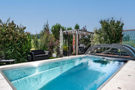 Edelstahlpool Komplettset Eternity® mit Skimmer-Fertigpool und optional elektrischem Rollo / Poolabdeckung  Poolgröße 3,5 x 10,0m | ohne Abdeckung