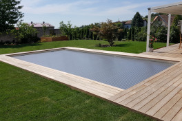 Pool Komplettset Premium ONE® mit Skimmer-Fertigpool und optional elektrischem Rollo / Poolabdeckung  Poolgröße 4,0 x 12,0m | Unterflur-Rolladen*