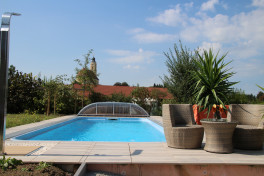 Keramik Pool Komplettset Cera Bay Cubic mit Skimmer Pool  Poolgröße 3,8 x 9,5m | ohne Abdeckung