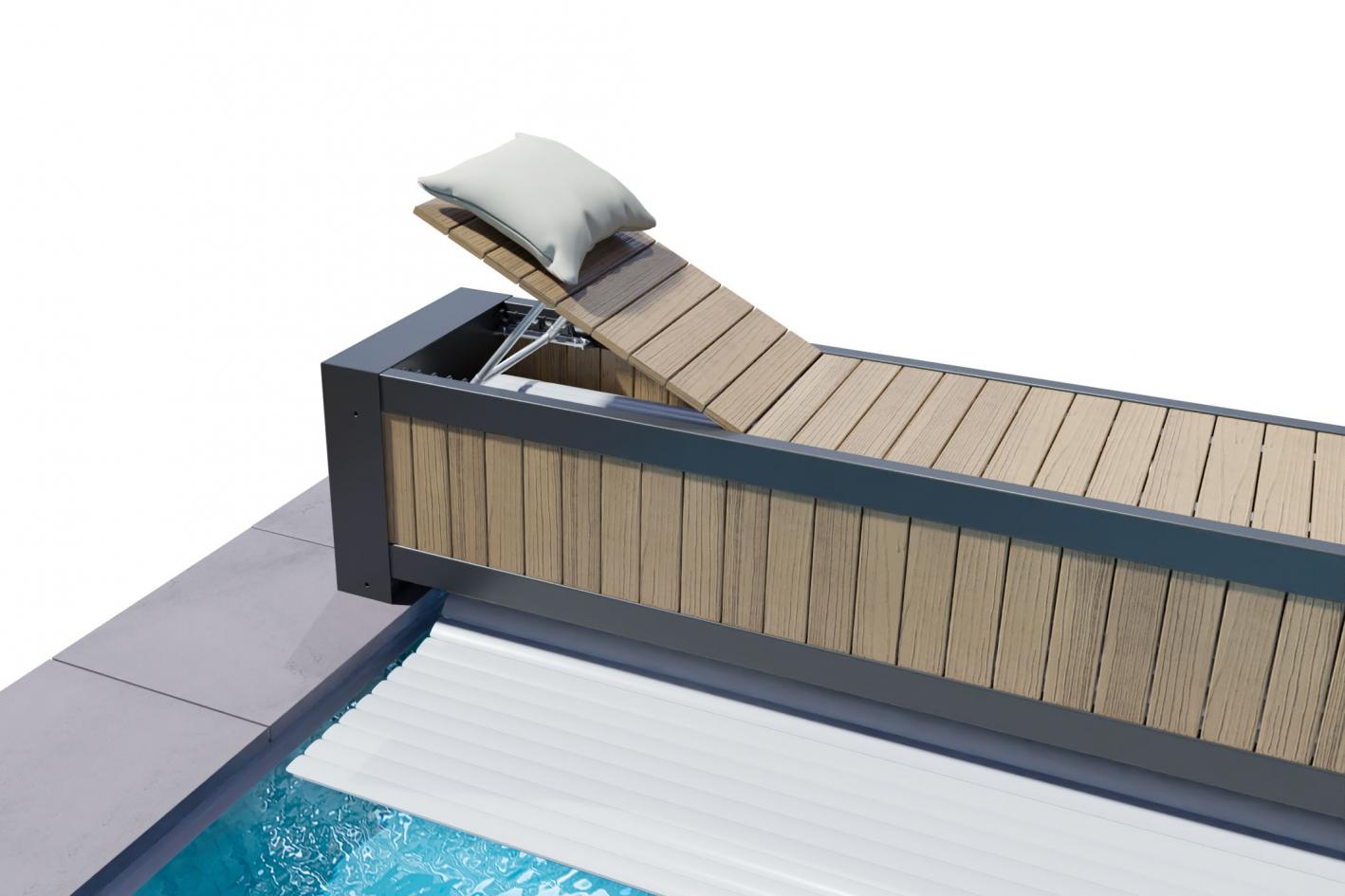 Pool Rolladenabdeckung - Oberflurrolladen „Geschlossen“  Poolgröße 4,0m x 4,0m