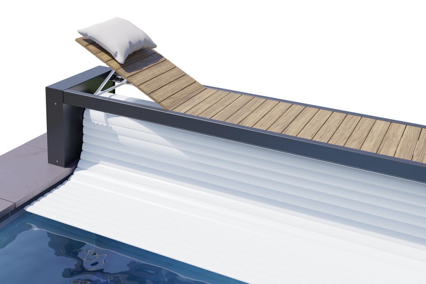 Pool Rolladenabdeckung - Oberflurrolladen „Bank“ Poolgröße 3,0m x 4,0m