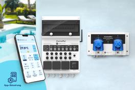 Pool-Technikschacht iControlPro Chlor | intelligente Poolsteuerung mit Chlordosierung, Sandfilteranlage und optionaler Gegenstromanlage