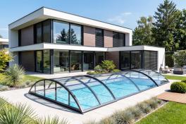 Pool-Überdachung / Poolabdeckung SkyCover® Base Pool-Überdachung Base 3.2x6.3m | Premium-Verglasung: Klarglasoptik ohne Querstreben