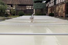 Mini Keramik Pool-Komplettset Cera Bay Cuby als Skimmer oder Überlauf Pool Skimmer Pool 4.00 x 2.16 x 1.30m | Rollschutzabdeckung