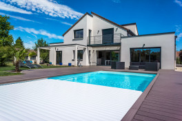 Pool Komplettset Premium ONE® mit Skimmer-Fertigpool und optional elektrischem Rollo / Poolabdeckung  Poolgröße 4,0 x 12,0m | Unterflur-Rolladen*