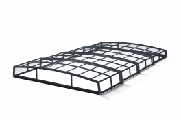 Edelstahlpool Komplettset Eternity® mit Skimmer-Fertigpool und optional elektrischem Rollo / Poolabdeckung  Poolgröße 3,0 x 6,0m | Überdachung Liberty schienenlos 3.5x6.3m