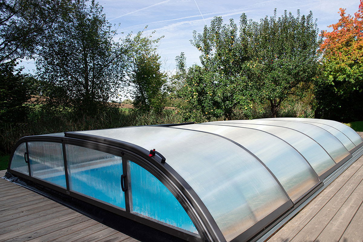 Pool-Überdachung / Poolabdeckung SkyCover® Harmony Pool-Überdachung Harmony 3.7x6.3m | Standard-Verglasung: Doppelsteg