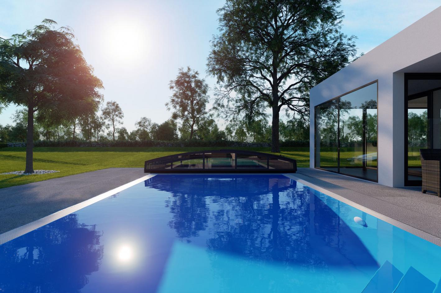 Albixon QBIG Benefit mit Skimmer Poolgröße 3,5 x 7,0m | Überdachung Liberty - ohne Schienen 4.0x8.5m