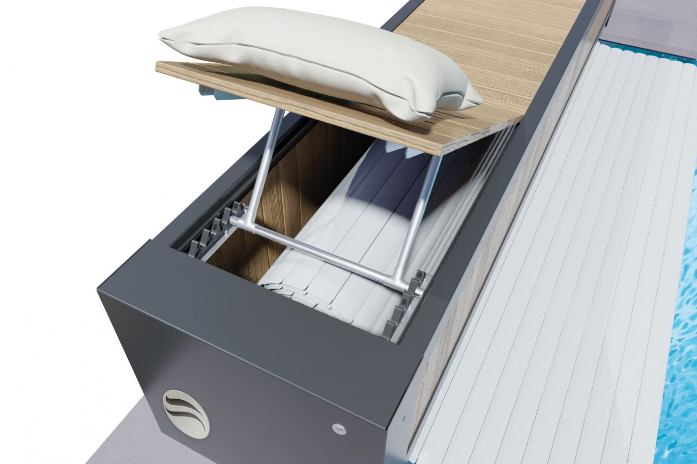 Pool Rolladenabdeckung - Oberflurrolladen „Geschlossen“  Poolgröße 5,0m x 6,0m