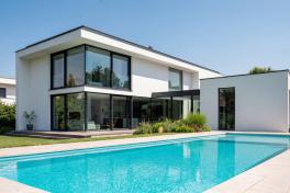 Pool Komplettset Premium ONE® mit Skimmer-Fertigpool und optional elektrischem Rollo / Poolabdeckung