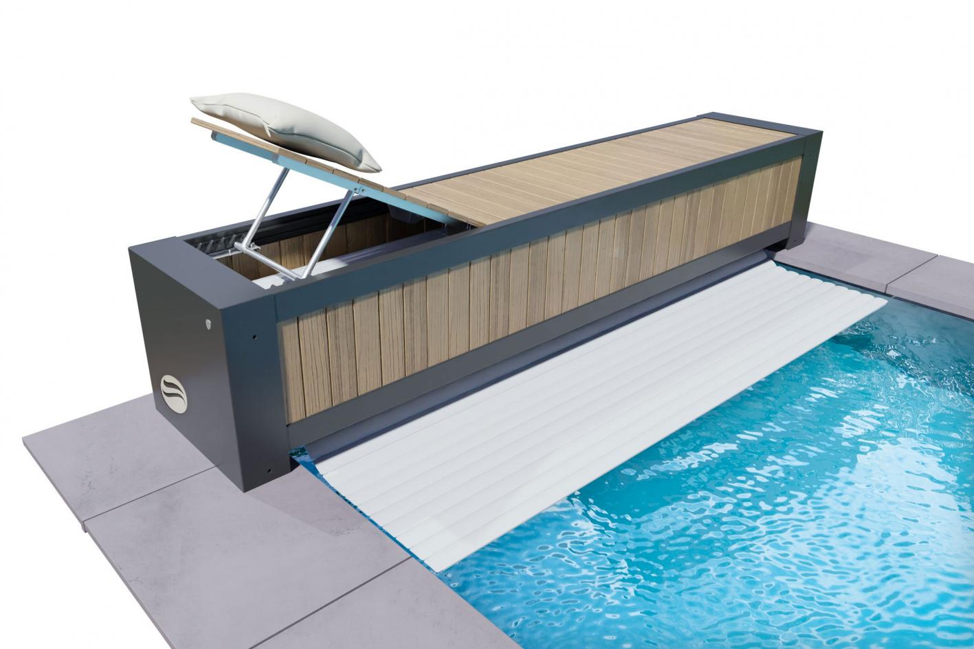 Pool Rolladenabdeckung - Oberflurrolladen „Geschlossen“  Poolgröße 3,0m x 8,0m