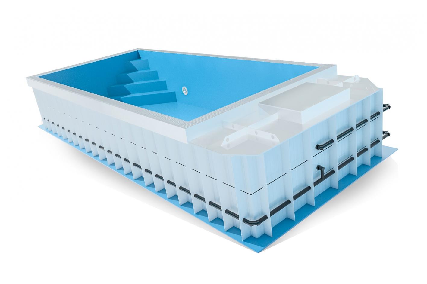 Pool Komplettset Infinity® ONE mit Überlauf-Fertigpool und optional elektrischem Rolladen / Poolabdeckung Poolgröße 4,0 x 8,0m | ohne Abdeckung