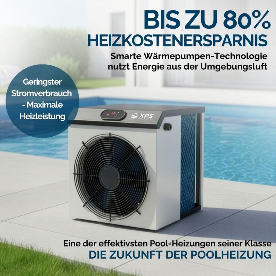 Pool-Wärmepumpe XPSmini® für Planschbecken, Aufstellbecken, Stahlwandpool und Whirlpool bis 6kW mit COP 7
