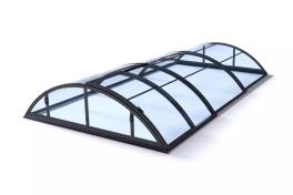 Pool-Überdachung / Poolabdeckung SkyCover® Base Pool-Überdachung Base 4.2x8.5m | Premium-Verglasung: Klarglasoptik ohne Querstreben