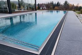 Edelstahlpool Komplettset Infinity® Eternity mit Überlauf-Fertigpool und optional elektrischem Rollo / Poolabdeckung