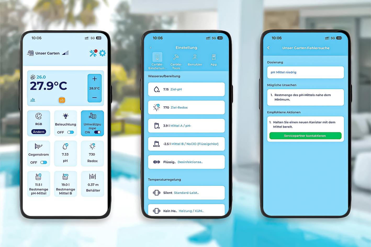 Pool-Salzwasserelektrolyse iControl Salt mit Touchdisplay, intelligenter Poolsteuerung und optionaler pH-Regulierung