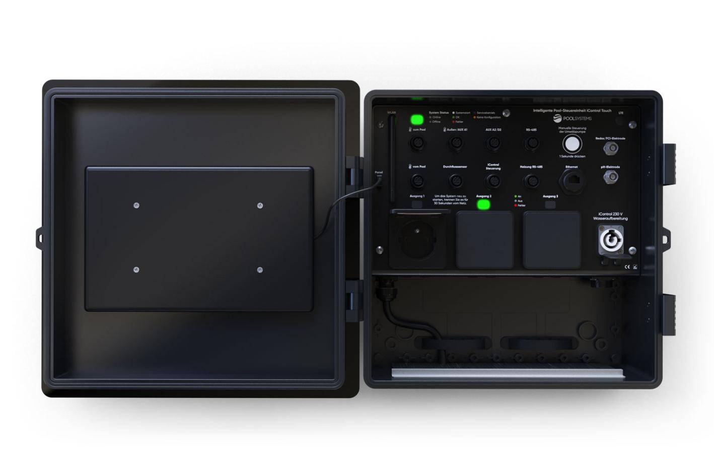 Pool-Dosieranlage iControl Chlor mit Touchdisplay, intelligenter Poolsteuerung und optionaler pH-Regulierung
