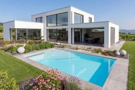 Pool Komplettset Premium ONE® mit Skimmer-Fertigpool und optional elektrischem Rollo / Poolabdeckung