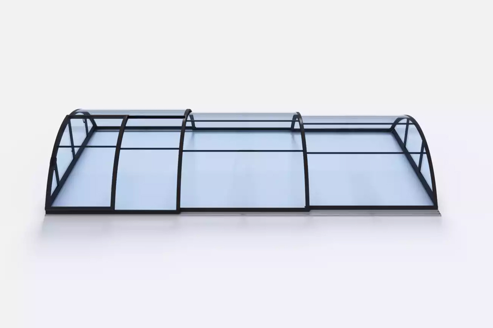 Pool-Überdachung / Poolabdeckung SkyCover® Base Pool-Überdachung Base 3.2x6.3m | Premium-Verglasung: Klarglasoptik ohne Querstreben