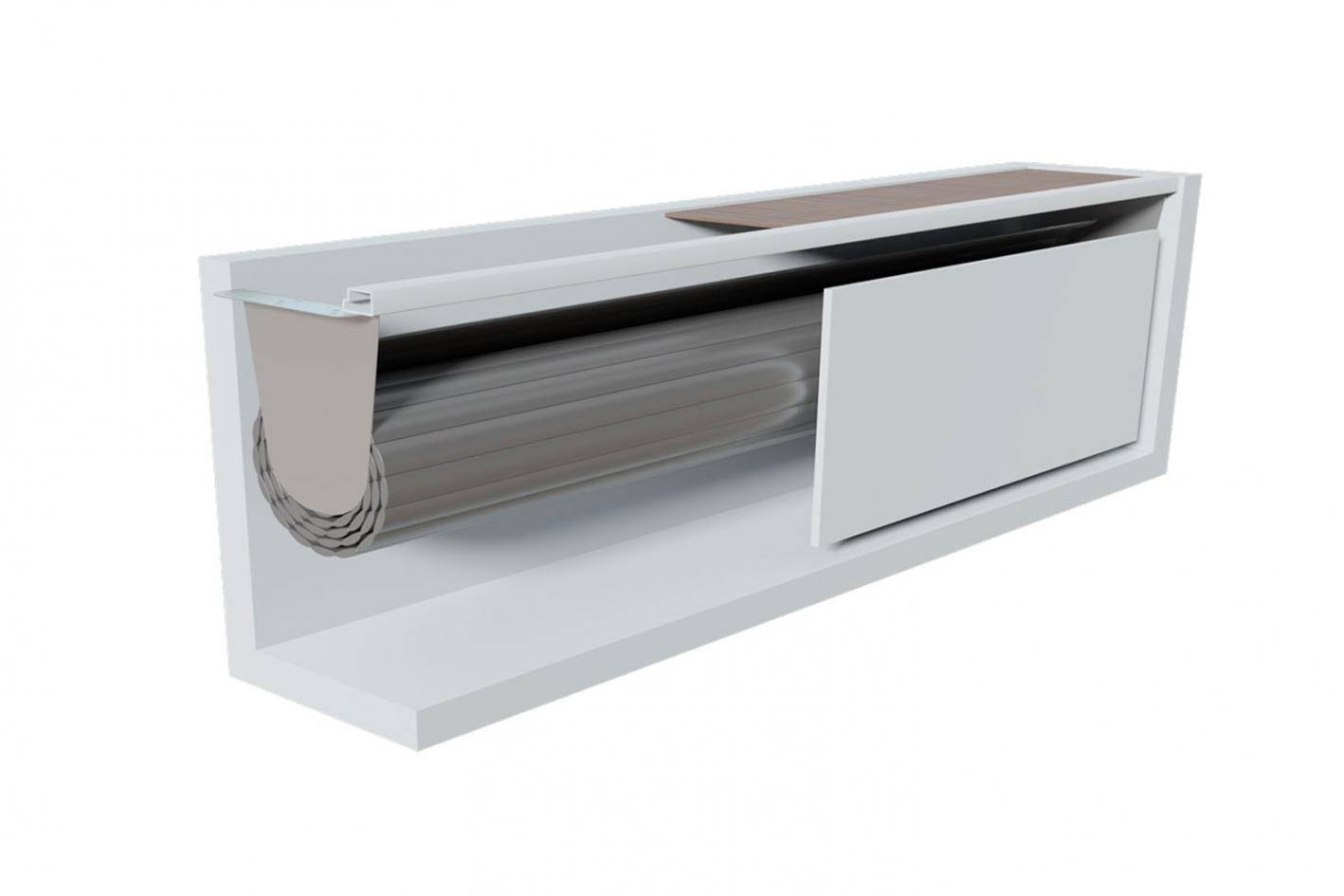 Pool Komplettset Bay mit Skimmer-Schwimmbecken und optionaler Poolüberdachung / elektrischem Rollo Poolgröße 3,5 x 7,0m | Unterflurrollladen