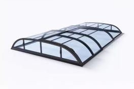 Pool-Überdachung / Poolabdeckung SkyCover® Harmony Pool-Überdachung Harmony 4.7x8.5m | Premium-Verglasung: Klarglasoptik ohne Querstreben
